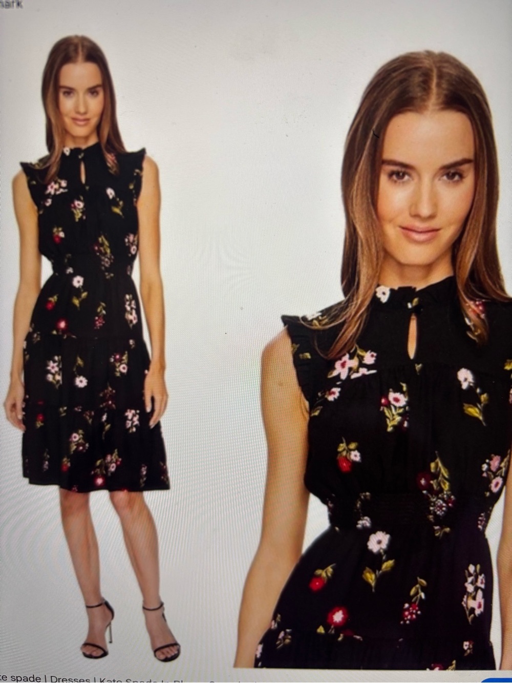 Kate Spade Black Floral Ruffle Midi Dress Size Small